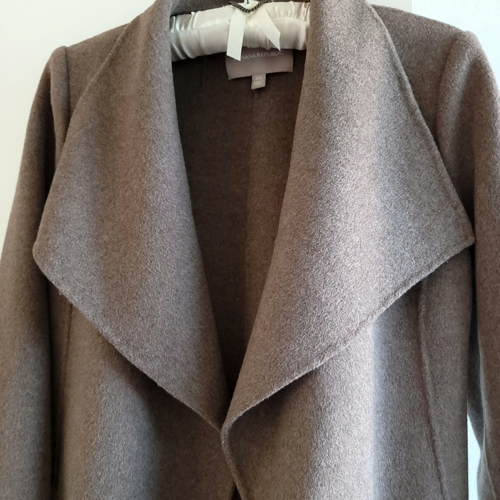 Banana Republic Double Faced Wrap Coat Taupe - Picture 11 of 14